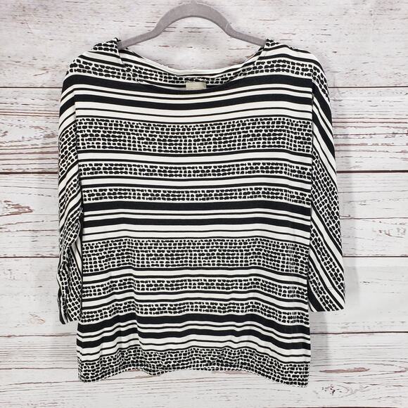 Chico's Tops - Chico's Women's Black White Knit Striped Batwing Sleeve Pullover Top Size 0